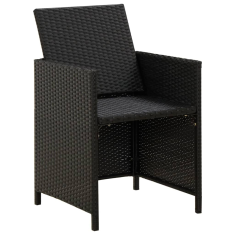 2 db fekete polyrattan kerti szék párnával