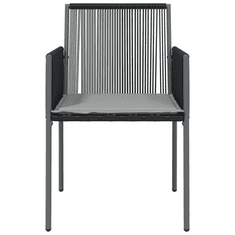 2 db fekete polyrattan kerti szék párnával 54 x 60,5 x 83,5 cm