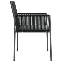 2 db fekete polyrattan kerti szék párnával 54 x 60,5 x 83,5 cm