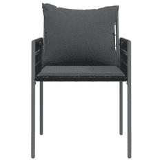 6 db fekete polyrattan kerti szék párnával 54x61x83 cm