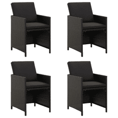 Vidaxl 4 db fekete polyrattan kerti szék párnával (316746)