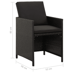 Vidaxl 4 db fekete polyrattan kerti szék párnával (316746)