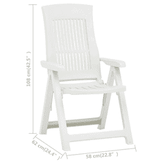 2 db fehér dönthető műanyag kerti szék
