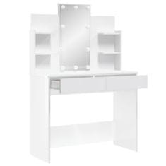 Greatstore magasfényű fehér fésülködőasztal LED-del 96x40x142 cm