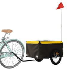 Vidaxl fekete-sárga vas kerékpár-utánfutó 45 kg 94085