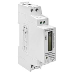 Qoltec egyfázisú elektronikus energiamérő | DIN sín | 230V | LCD | 1P | Slim