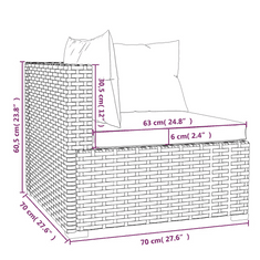 Vidaxl 3 személyes szürke polyrattan kanapé párnákkal (317566)