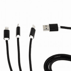 Gembird 3az1-ben USB-A - Lightning/microUSB/USB-C töltőkábel 1m fekete (CC-USB2-AM31-1M) (CC-USB2-AM31-1M)