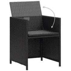 2 db fekete polyrattan kerti szék hát- és ülőpárnával