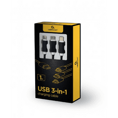Gembird 3az1-ben USB-A - Lightning/microUSB/USB-C töltőkábel 1m fekete (CC-USB2-AM31-1M) (CC-USB2-AM31-1M)