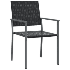 2 db fekete polyrattan kerti szék 54 x 62,5 x 89 cm