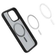 Spigen Apple iPhone 15 Pro Max, Műanyag hátlap védőtok + szilikon keret, Magsafe töltővel kompatibilis, Ultra Hybrid Mag Matte, áttetsző/fekete (RS147818)