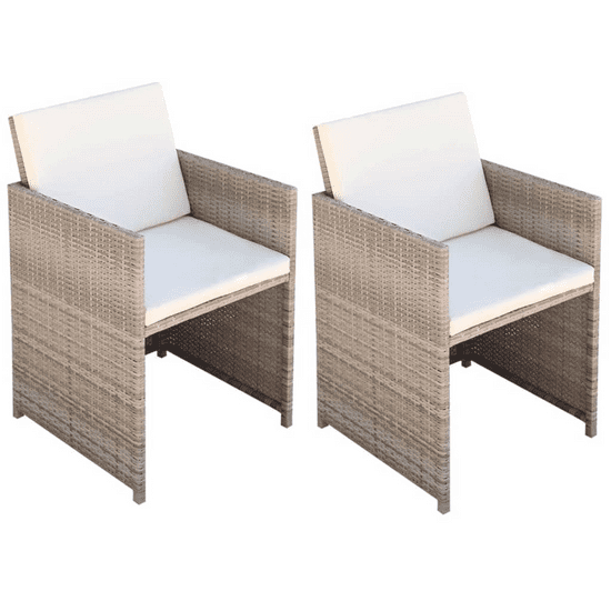 Vidaxl 2 db bézs polyrattan kerti szék hát- és ülőpárnával (42561)