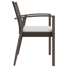 2 db barna polyrattan kerti szék párnával 56,5 x 57 x 83 cm