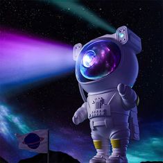 PrimePick Éjszakai szenzoros projektor asztronauta alakban LED lámpával, amely galaxis hatást kelt, USB töltéssel, időzítővel, távirányítóval, forgatható karral és fejjel, gyerekajándékok, AstronautLamp