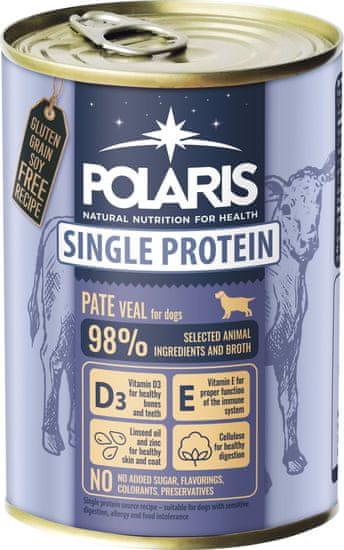 POLARIS Single Protein Paté borjúhús konzerv kutyáknak, 6x400 g