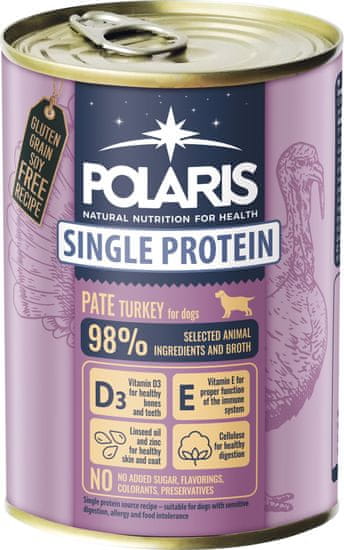 POLARIS Single Protein Paté pulykakonzerv kutyáknak, 6x400 g