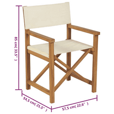 2 db krémszínű tömör tíkfa összecsukható rendezői szék