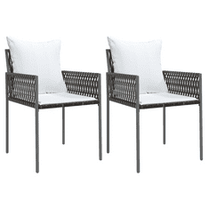 2 db barna polyrattan kerti szék párnával 54 x 61 x 83 cm