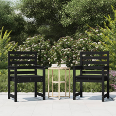 2 db fekete tömör fenyőfa kerti szék 60x48x91 cm