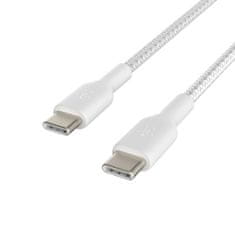 Belkin fonott kábel USB-C - USB-C, 1m, fehér