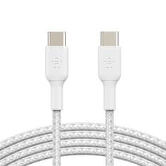 Belkin fonott kábel USB-C - USB-C, 1m, fehér