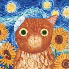 Mudpuppy Puzzle egy dobozban Artsy Cats: Vincat Van Gogh 100 darab