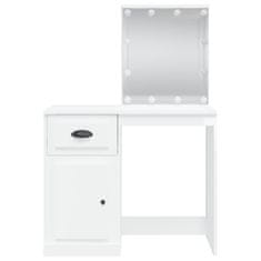 Greatstore magasfényű fehér fésülködőasztal LED-del 90x40x132,5 cm