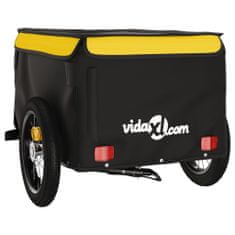 Vidaxl fekete-sárga vas kerékpár-utánfutó 30 kg 94078