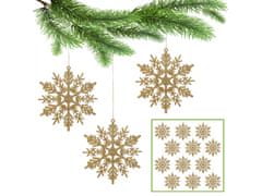 sarcia.eu Ezüst csillagok, hópelyhek a karácsonyfára, karácsonyfadíszek 10 cm, 12 db.