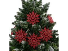 sarcia.eu Piros csillagok, hópelyhek a karácsonyfára, karácsonyfadíszek 10 cm, 12 db.