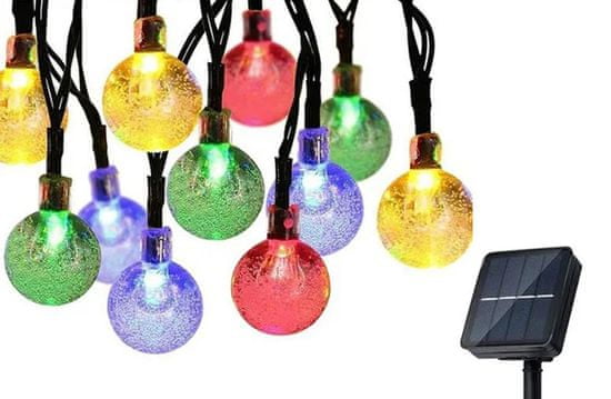 CoolCeny Dekoratív kültéri napelemlánc 40 LED - Lights Balls - Többszínű