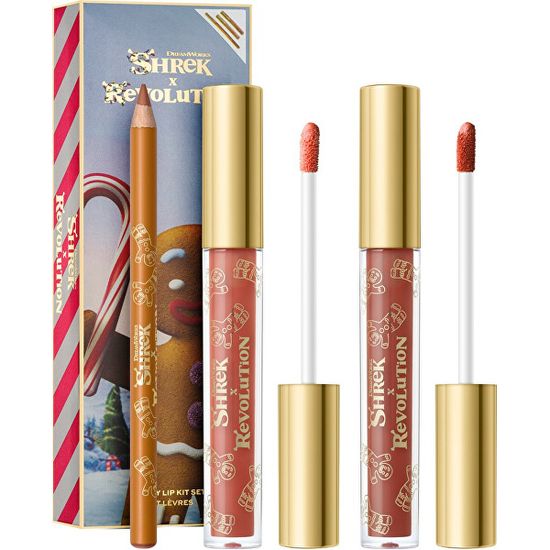 Makeup Revolution Ajakápoló dekoratív kozmetikum ajándékszett X Shrek Gingy (Lip Kit)