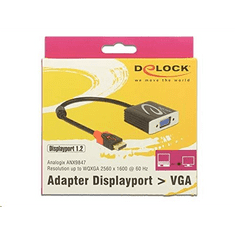 DELOCK 62967 Adapter Displayport 1.2-dugós csatlakozó > VGA-csatlakozóhüvely, fekete (DL62967)