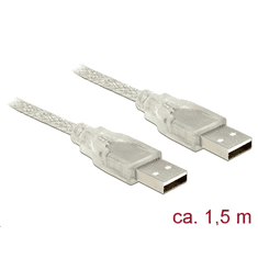 DELOCK USB 2.0-s kábel A-típusú csatlakozó > USB 2.0-s, A-típusú csatlakozó 1,5 m áttetsző (83888) (83888)
