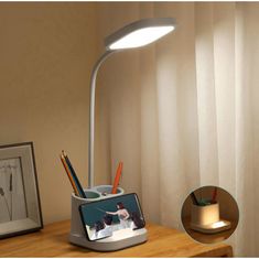 Northix Fényszabályozható asztali lámpa - tolltartó és powerbank 