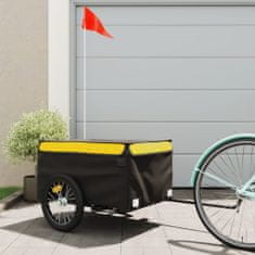 Greatstore fekete-citromsárga vas teherszállító kerékpár utánfutó 45 kg