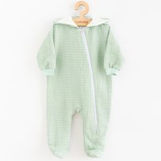 NEW BABY Új baba Comfort Clothes Baby Muslin kapucnis pulóver Sage - 56 (0-3m)