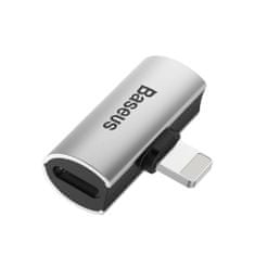 TKG Adapter: Baseus L46 - 2in1 Audio + töltő (Lightning) adapter iPhone készülékekhez, ezüst/fekete