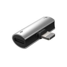 TKG Adapter: Baseus L46 - 2in1 Audio + töltő (Lightning) adapter iPhone készülékekhez, ezüst/fekete