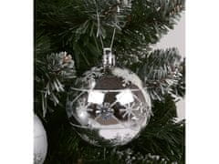 sarcia.eu Ezüst karácsonyfa díszek csillámmal, műanyag csecsebecse készlet, karácsonyfa díszek 7cm, 6 db