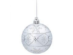 sarcia.eu Ezüst karácsonyfa díszek csillámmal, műanyag csecsebecse készlet, karácsonyfa díszek 7cm, 6 db