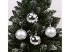 sarcia.eu Ezüst karácsonyi csecsebecse halszálka mintában, műanyag csecsebecse készlet, karácsonyfadísz 7cm, 6 db