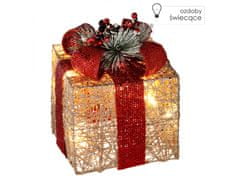 sarcia.eu Arany ajándék LED masnival, karácsonyi dekorációval 20cm 