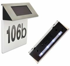 aptel Inox LED napelemes házszám 17 cm-es lapon