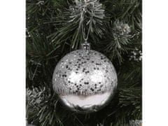 sarcia.eu Műanyag karácsonyfa csecsebecse csillogással 8cm, ezüst csecsebecse készlet, karácsonyfadísz, 6 db.
