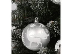sarcia.eu Műanyag karácsonyfa csecsebecse 8 cm, ezüst csecsebecse, karácsonyfadísz készlet, 6 db.