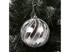 sarcia.eu Műanyag karácsonyfa csecsebecse csillogással 8cm, ezüst csecsebecse, karácsonyfadísz, 6 db.