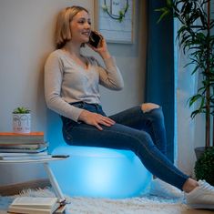 Northix Felfújható szék LED világítással - átlátszó 