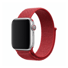 Devia Apple Watch 1-6, SE (42 / 44 mm) / Watch 7-8 (45 mm) / Watch Ultra (49 mm), textíl pótszíj, szilikon keret, állítható, Delux Sport3, piros (RS125976)